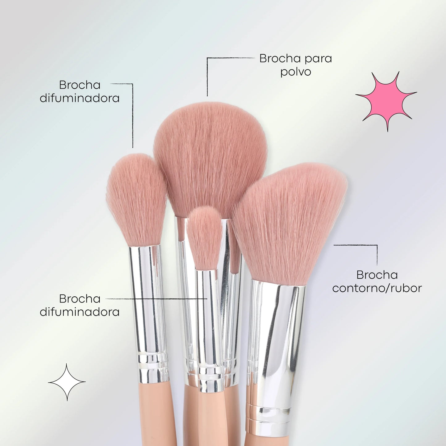 KIT DE BROCHAS ROSY X8 – ACABADO PROFESIONAL Y SUAVIDAD INIGUALABLE