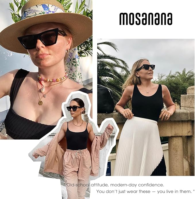 Lentes de Sol Retro Cat-Eye Negros UV400 | Mosanana