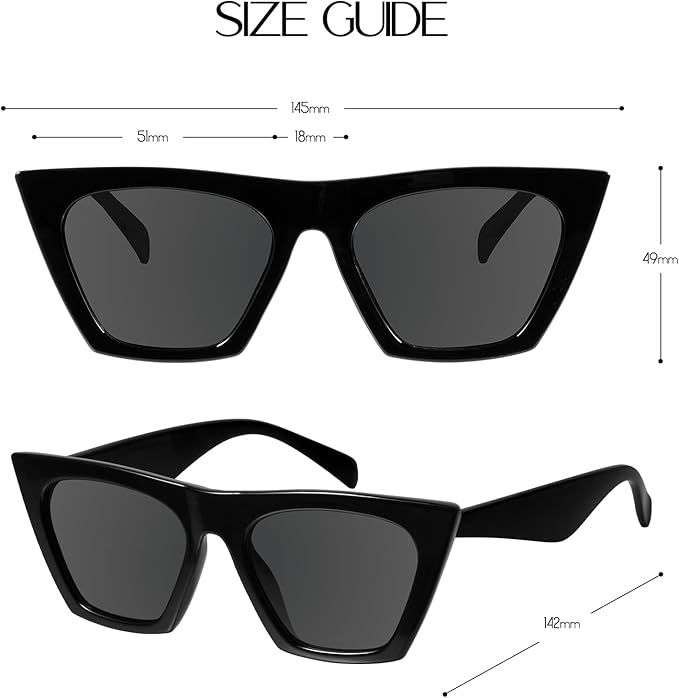 Lentes de Sol Retro Cat-Eye Negros UV400 | Mosanana