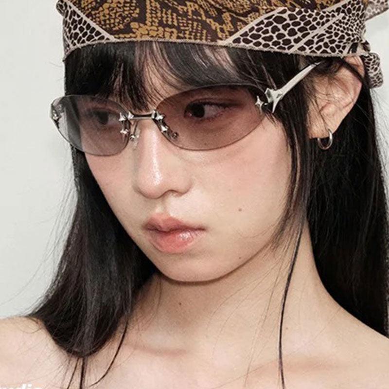 Y2K Oval Rimless Hacker MS52246-C1 | Mosanana