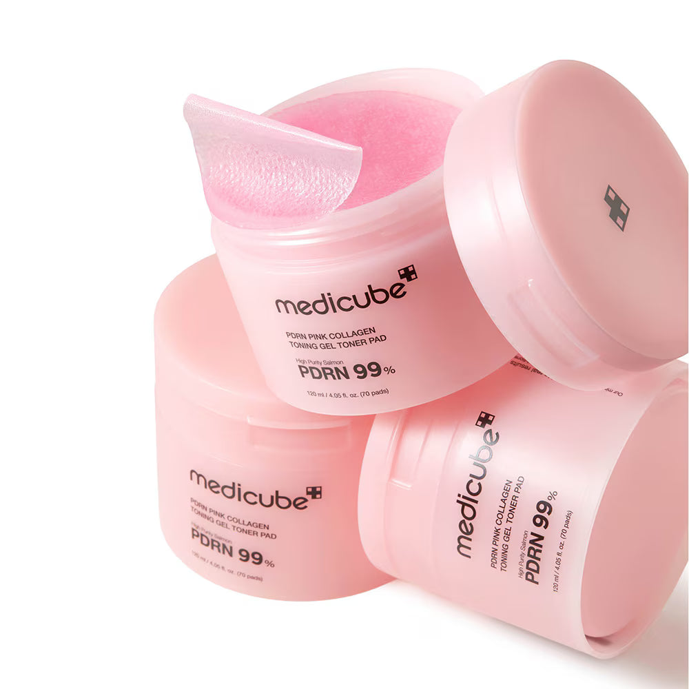 Medicube PDRN 99% Pink Collagen Toning Gel Toner Pads – 70 Unidades