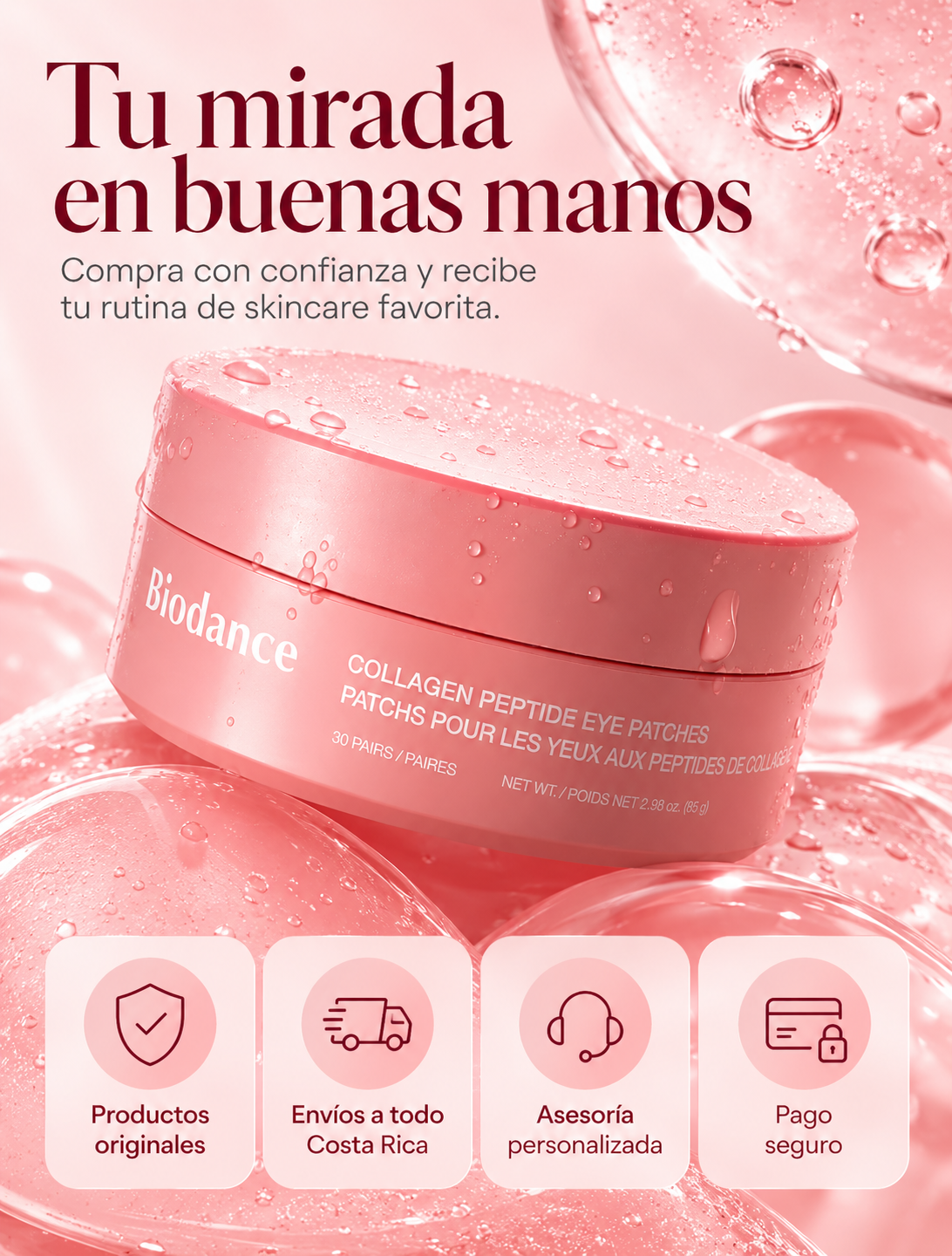 Parches de Hidrogel para Ojos de Colágeno y Péptidos | Biodance
