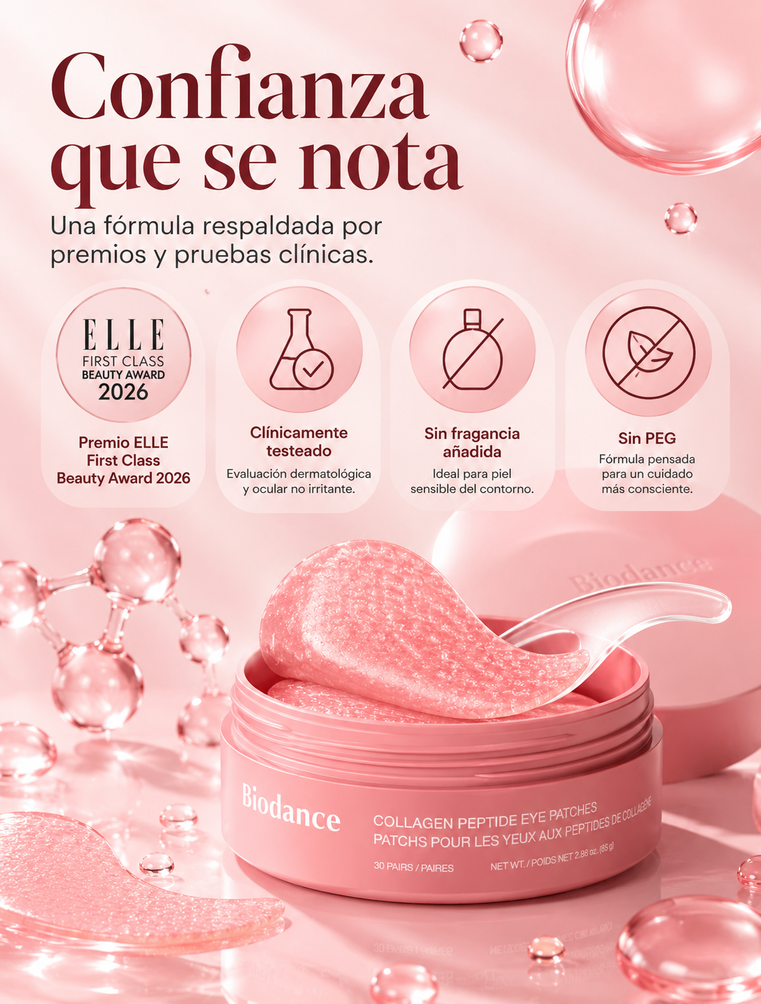 Parches de Hidrogel para Ojos de Colágeno y Péptidos | Biodance