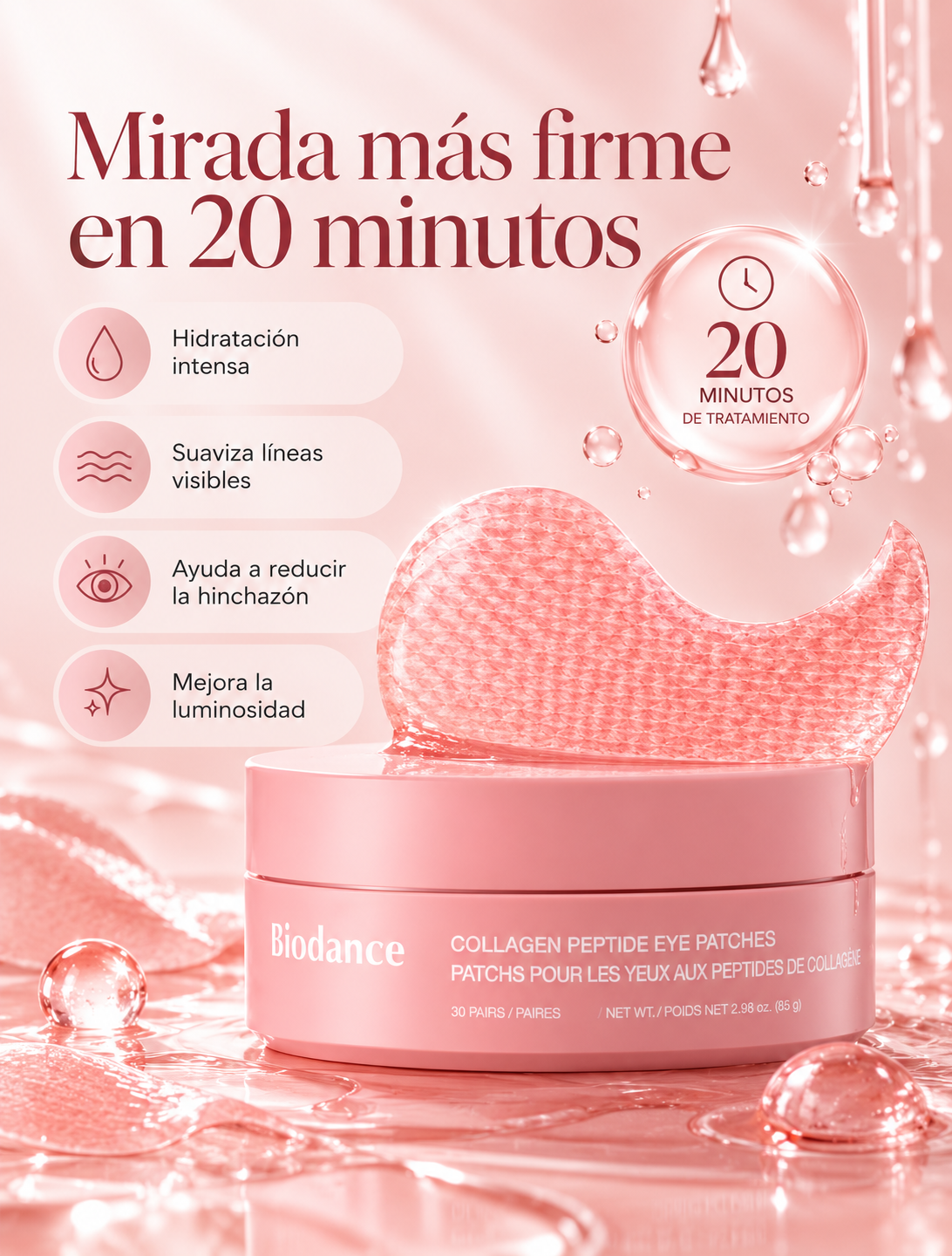 Parches de Hidrogel para Ojos de Colágeno y Péptidos | Biodance