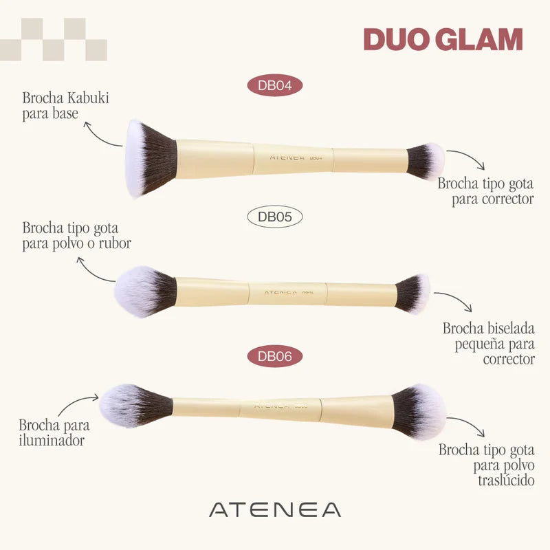 Brocha Dúo para Iluminador y Polvo Suelto | Atenea