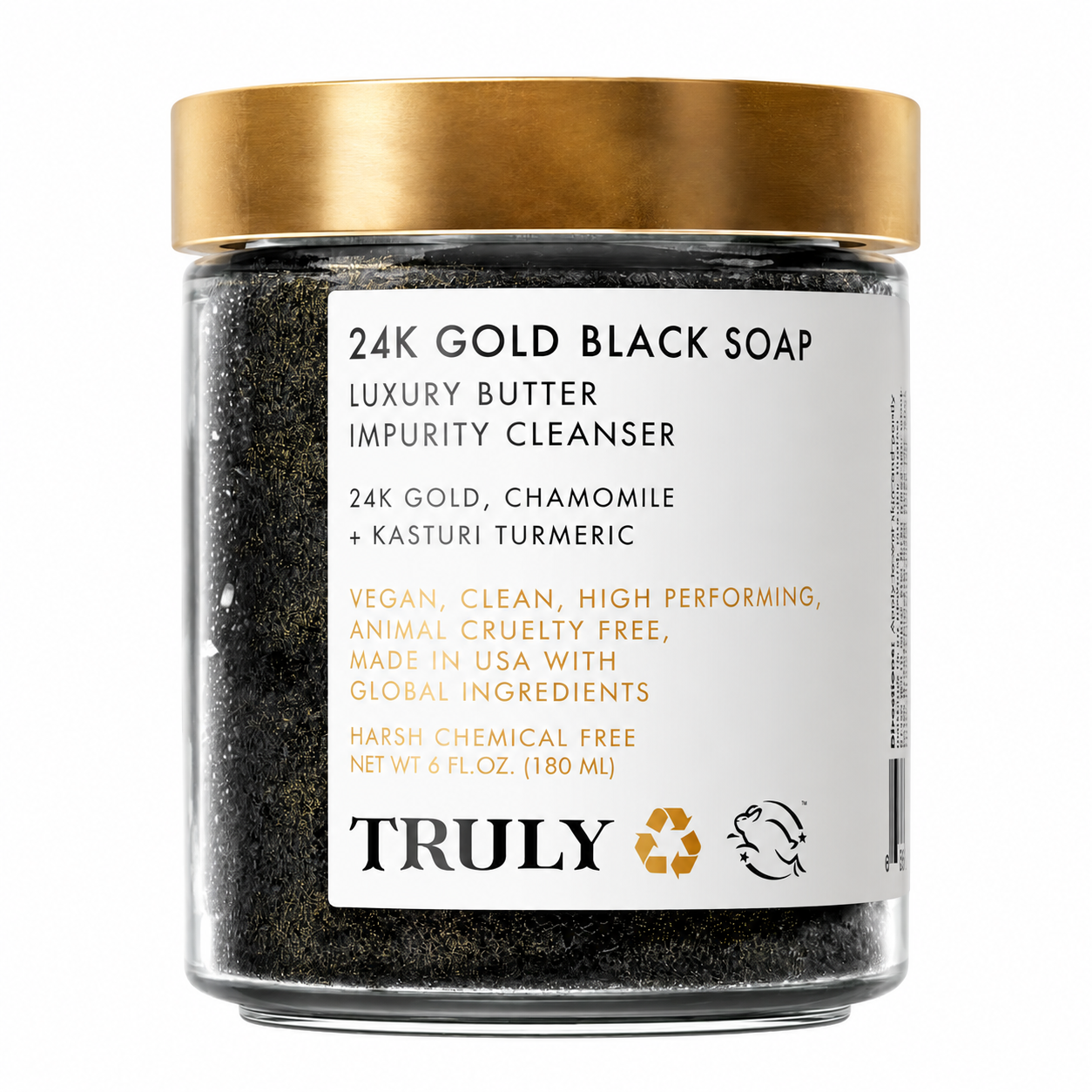 Jabón Negro con Oro de 24K, Limpiador en Manteca Anti-Impurezas | TRULY (180 ml)