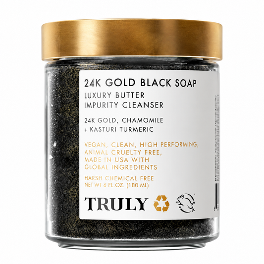 Jabón Negro con Oro de 24K, Limpiador en Manteca Anti-Impurezas | TRULY (180 ml)
