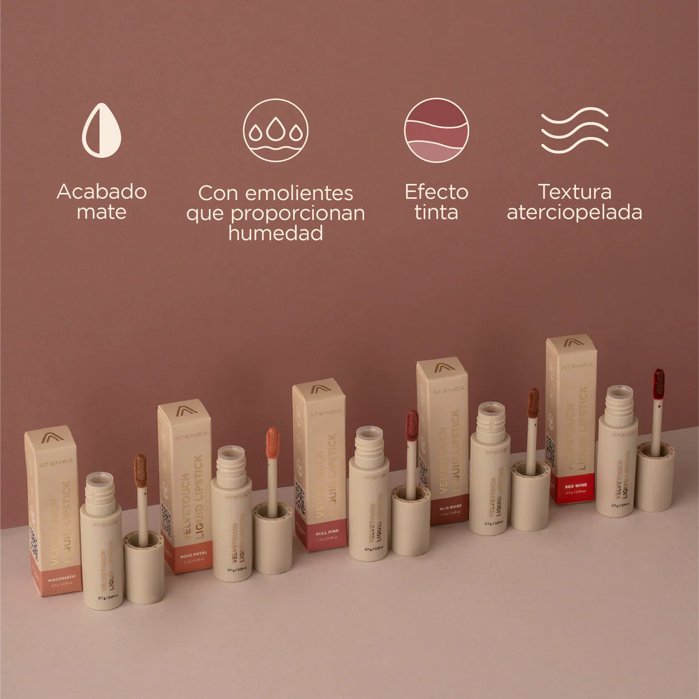 Labial Líquido Velvet Atenea – Acabado Mate Suave