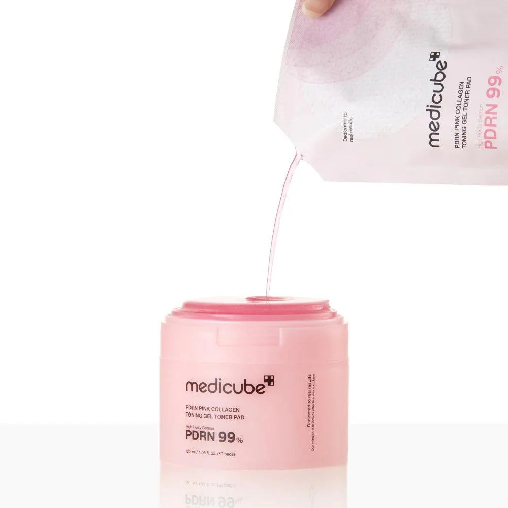 Medicube PDRN 99% Pink Collagen Toning Gel Toner Pads – 70 Unidades