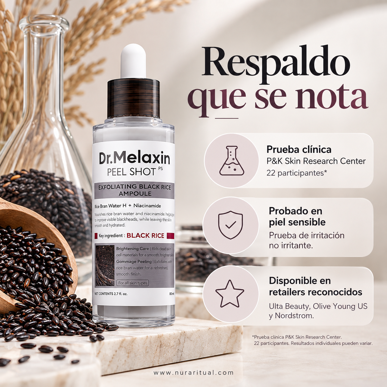 Ampolla Facial Exfoliante de Arroz Peel Shot | Dr.Melaxin