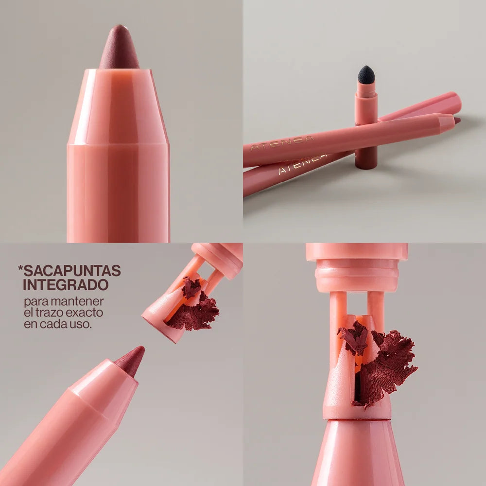 Delineador de Labios en Gel 3 en 1 Sublime: Resistente al Agua, con Sacapuntas y Esponja | Atenea Profesional