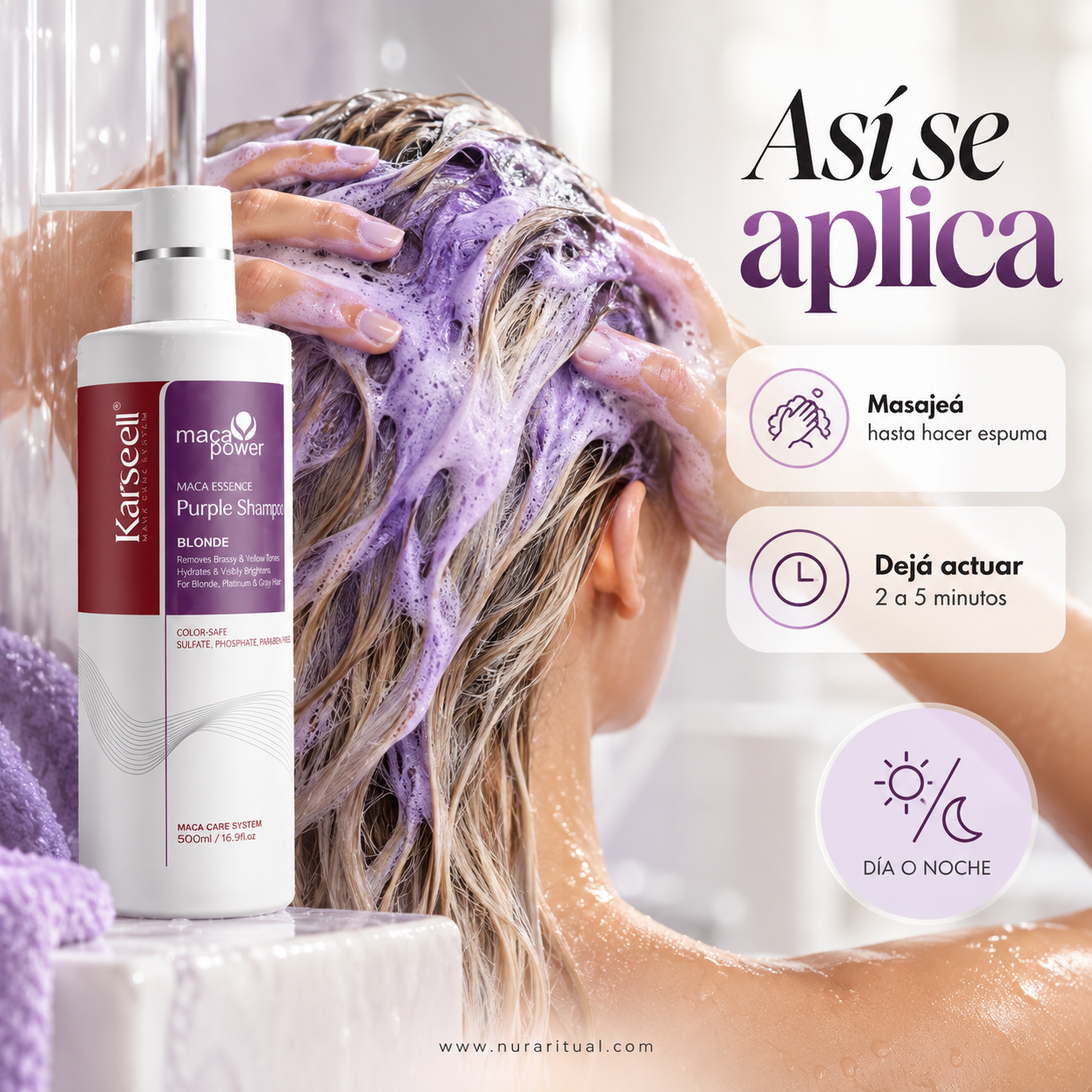 Shampoo Matizador Morado para Cabello Rubio | Karseell