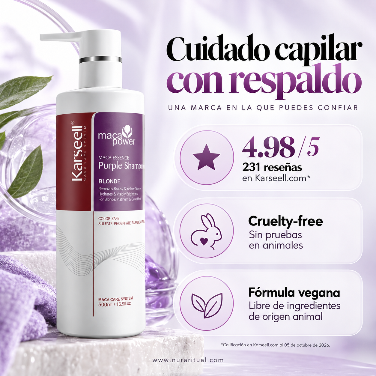 Shampoo Matizador Morado para Cabello Rubio | Karseell
