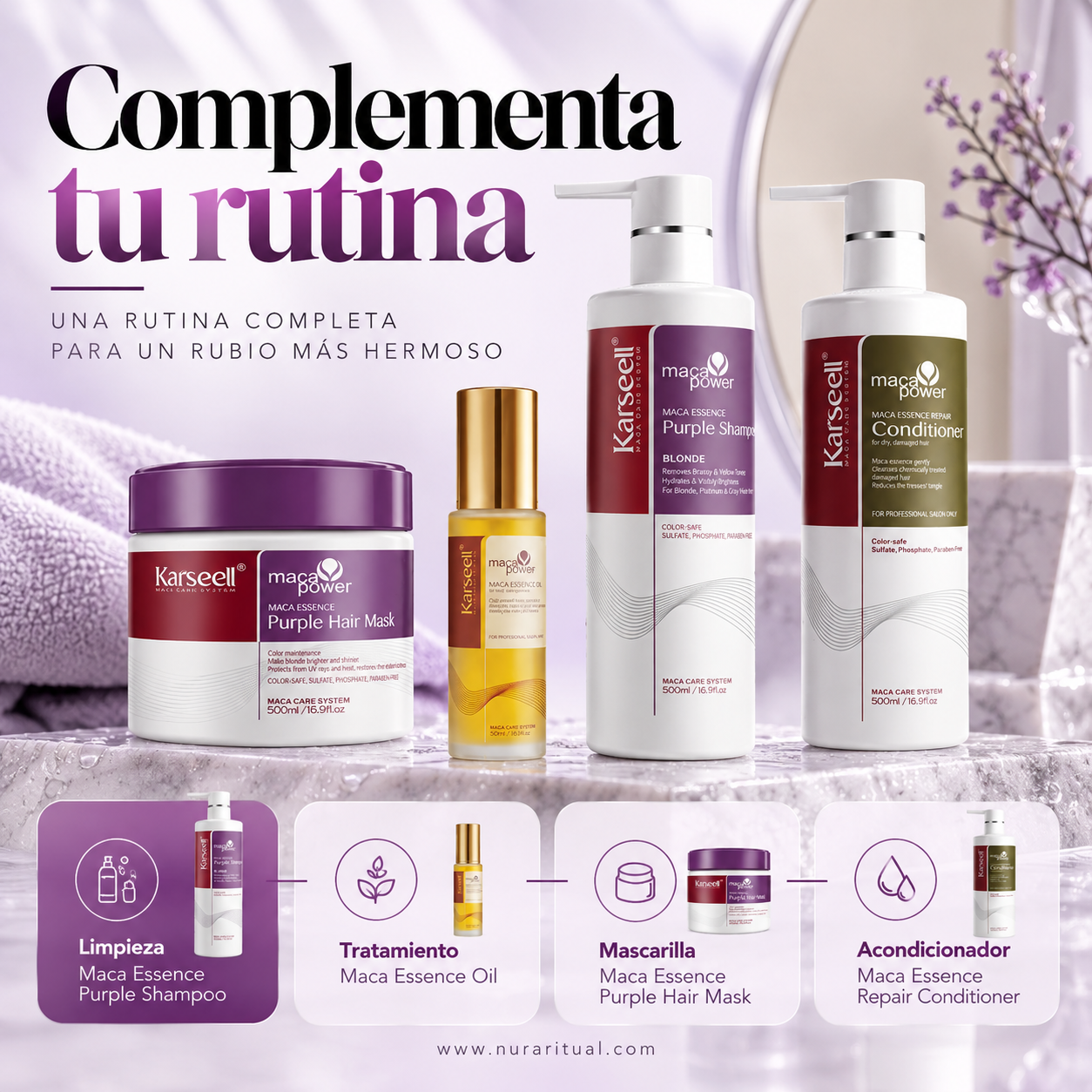 Shampoo Matizador Morado para Cabello Rubio | Karseell