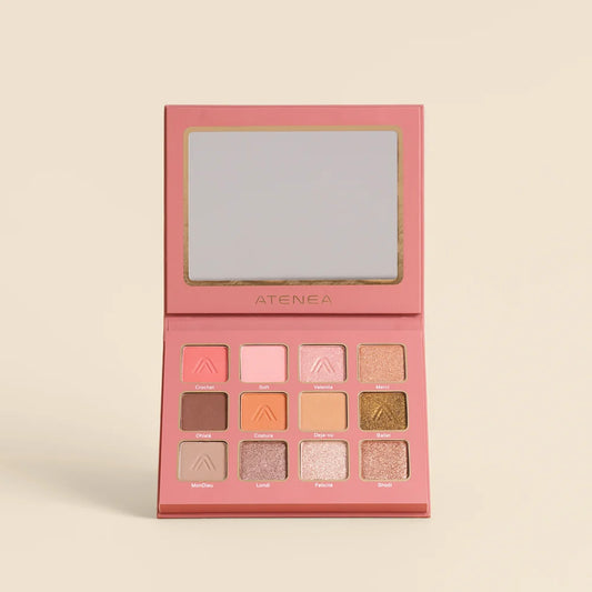 Paleta de Sombras Rose Sublime de 12 Tonos: Alta Pigmentación y Fácil Difuminación | Atenea Profesional