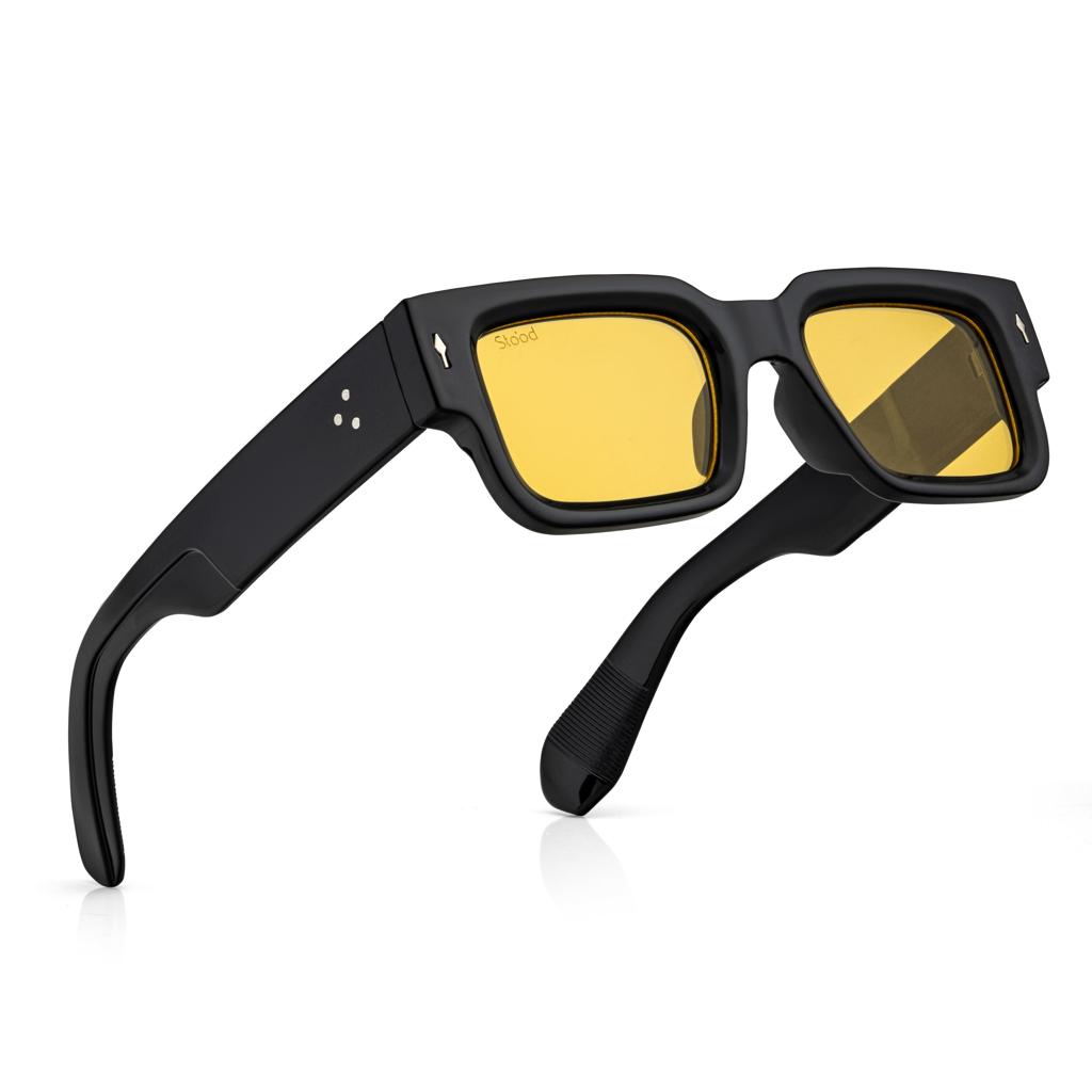 Gafas de Sol Cuadradas Negras con Lentes Amarillos | AIEYEZO