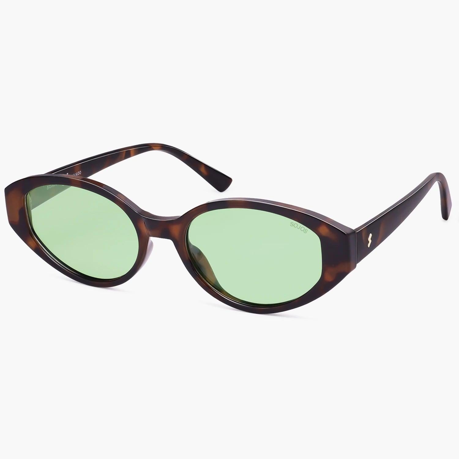 Retro Oval Brown & Light Green SJ2608C5 | SOJOS